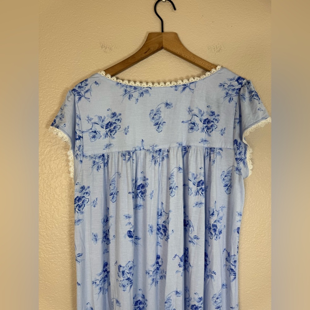Eileen West Pretty Pansies Modal Knit Waltz Nightgown Heirloom Rose Blue Medium - Picture 9 of 12